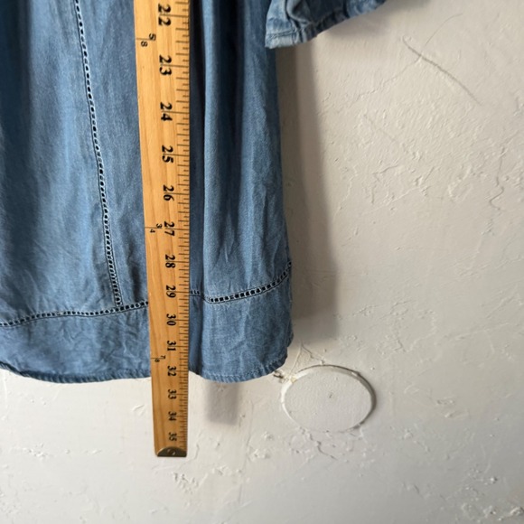 Socialite Denim Blue Embroidered Off The‎ Shoulder Dress Size S Boho Western - Picture 10 of 10